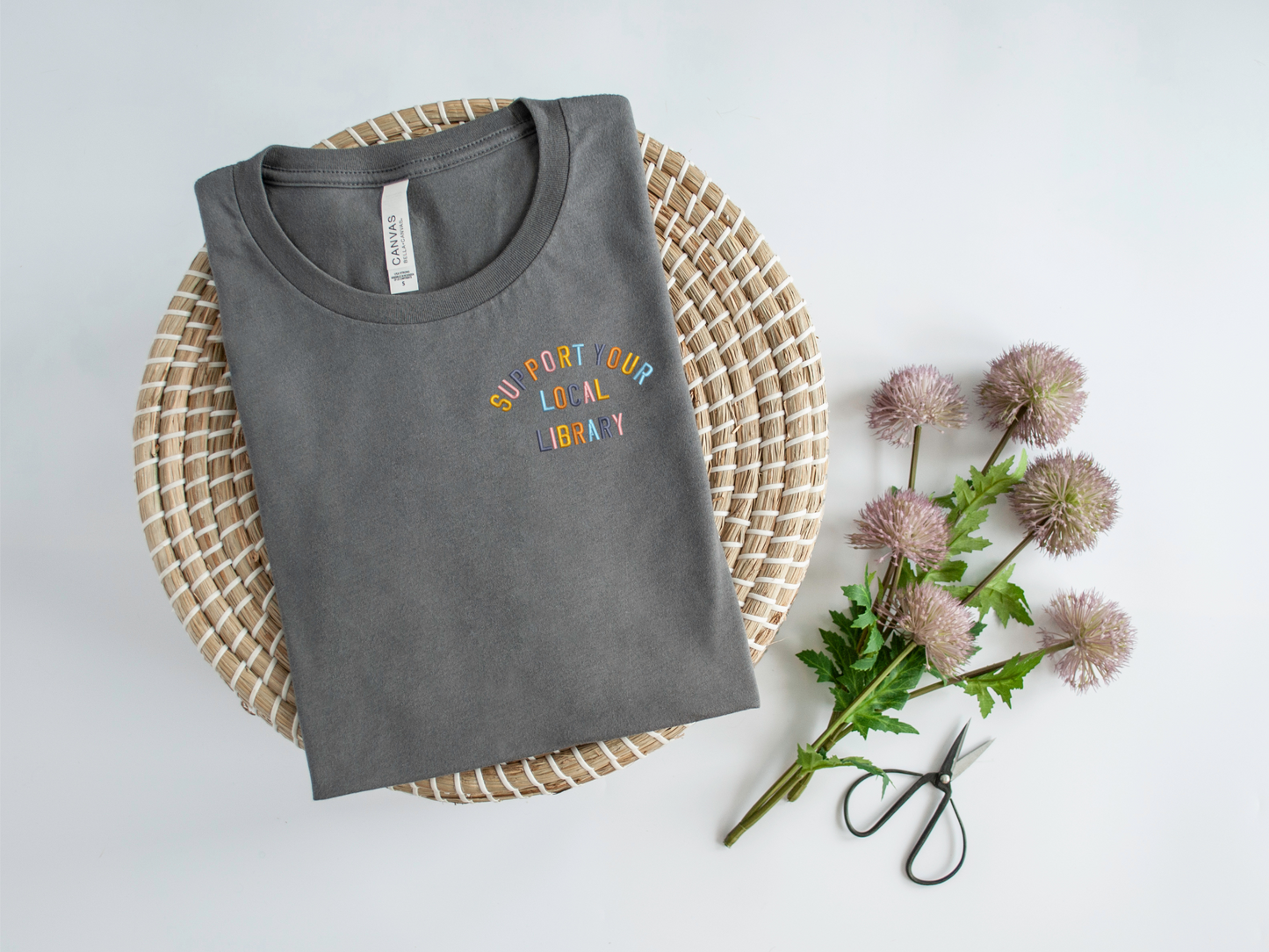 Support Your Local Library Embroidered T-Shirt