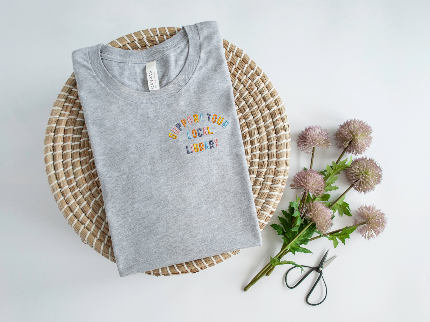 Support Your Local Library Embroidered T-Shirt