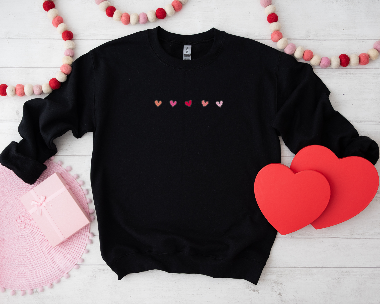 Dainty Hearts Embroidered Sweatshirt and T-Shirt