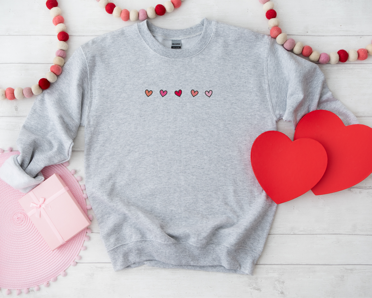 Dainty Hearts Embroidered Sweatshirt and T-Shirt