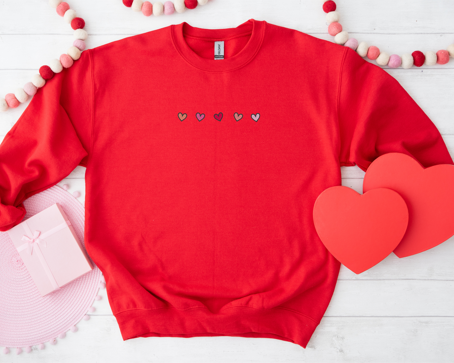 Dainty Hearts Embroidered Sweatshirt and T-Shirt