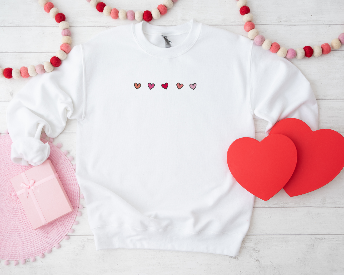 Dainty Hearts Embroidered Sweatshirt and T-Shirt