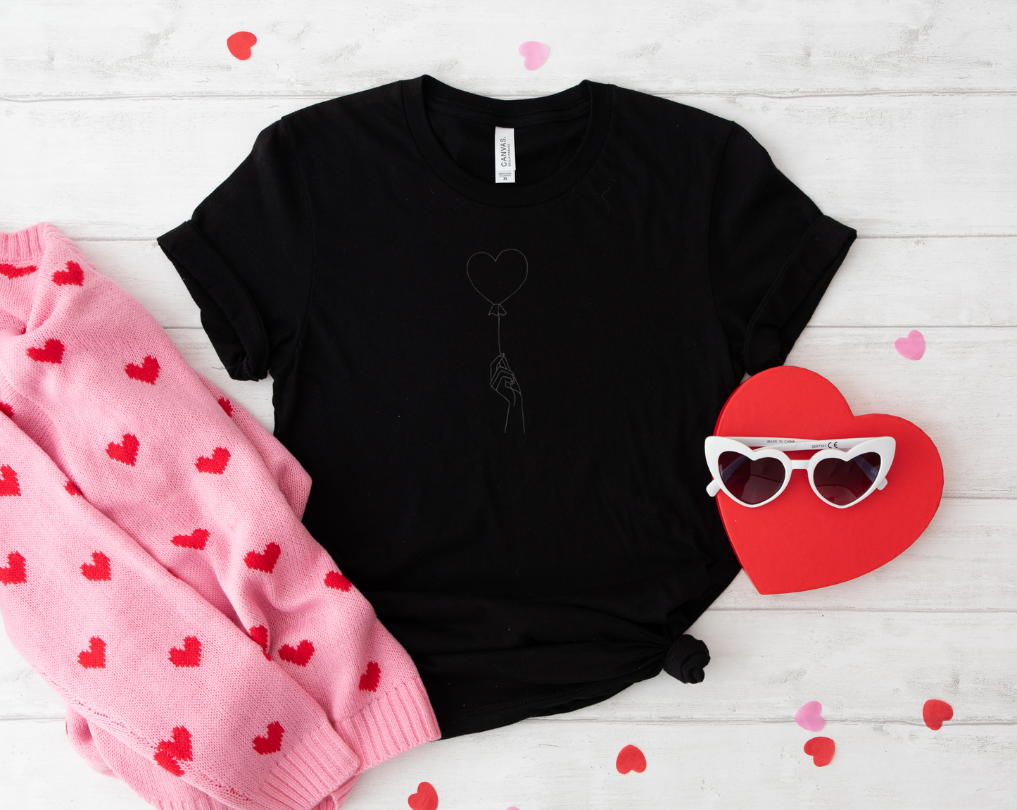 Heart Balloon Embroidered T-Shirt and Sweatshirt