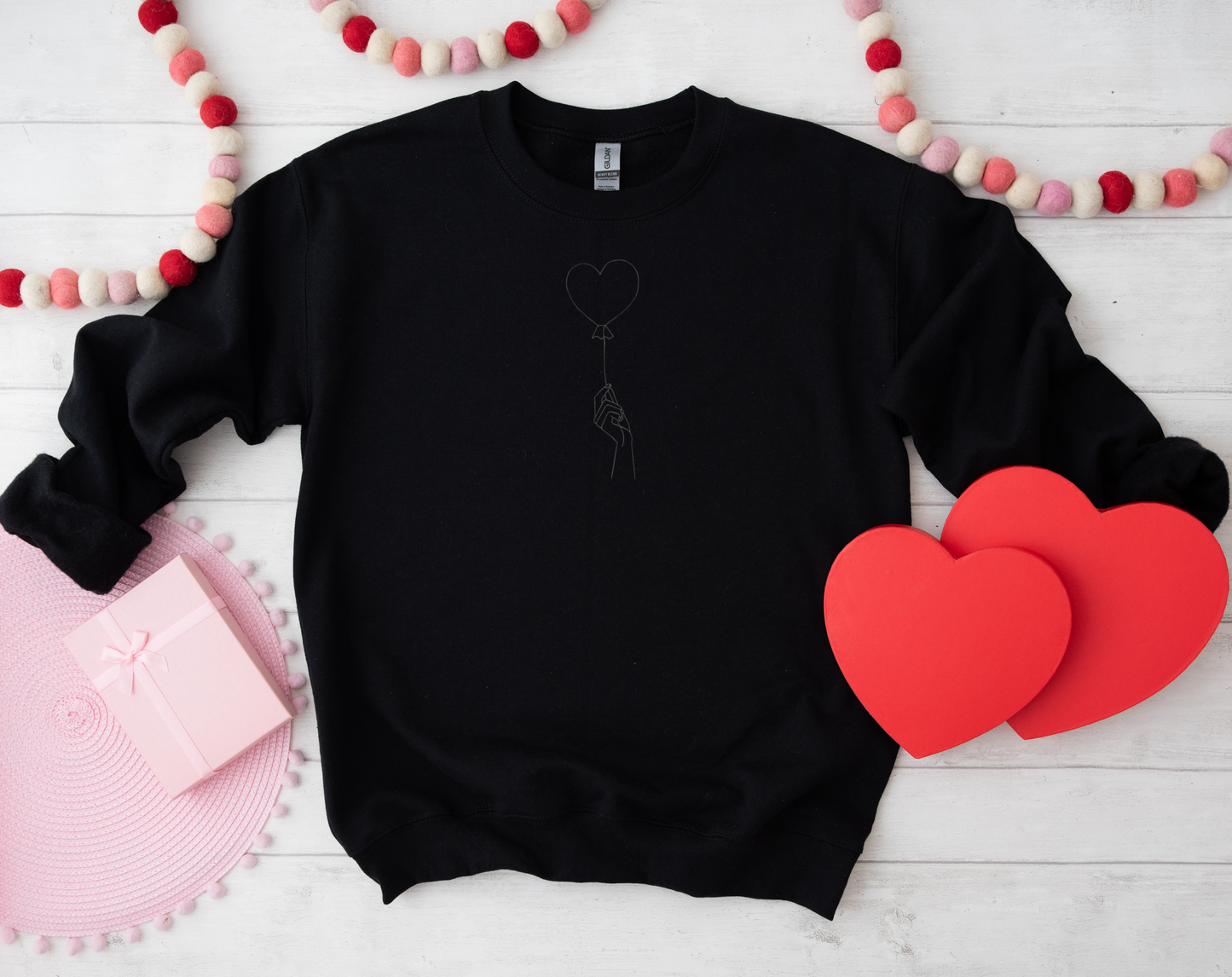 Heart Balloon Embroidered T-Shirt and Sweatshirt