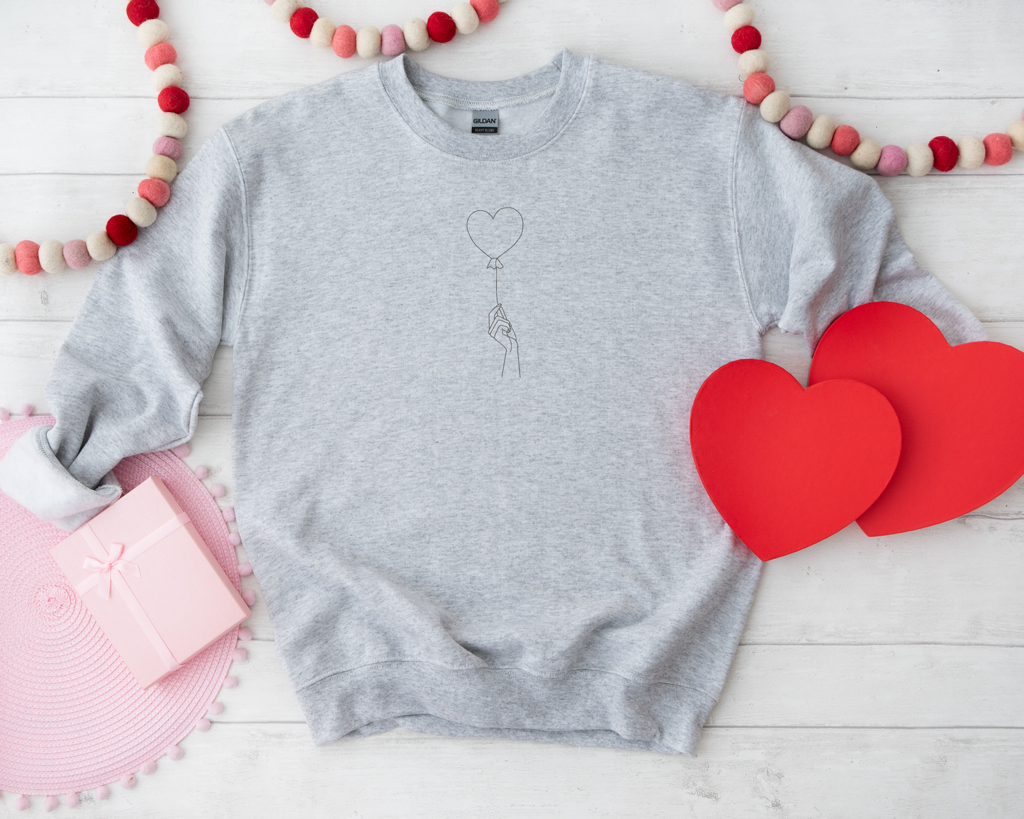 Heart Balloon Embroidered T-Shirt and Sweatshirt
