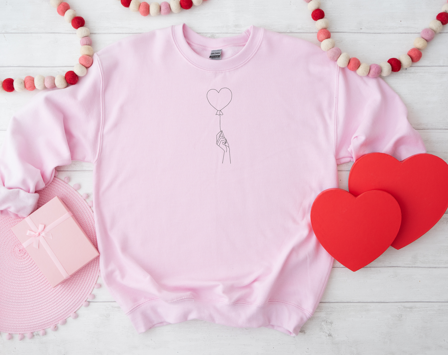 Heart Balloon Embroidered T-Shirt and Sweatshirt