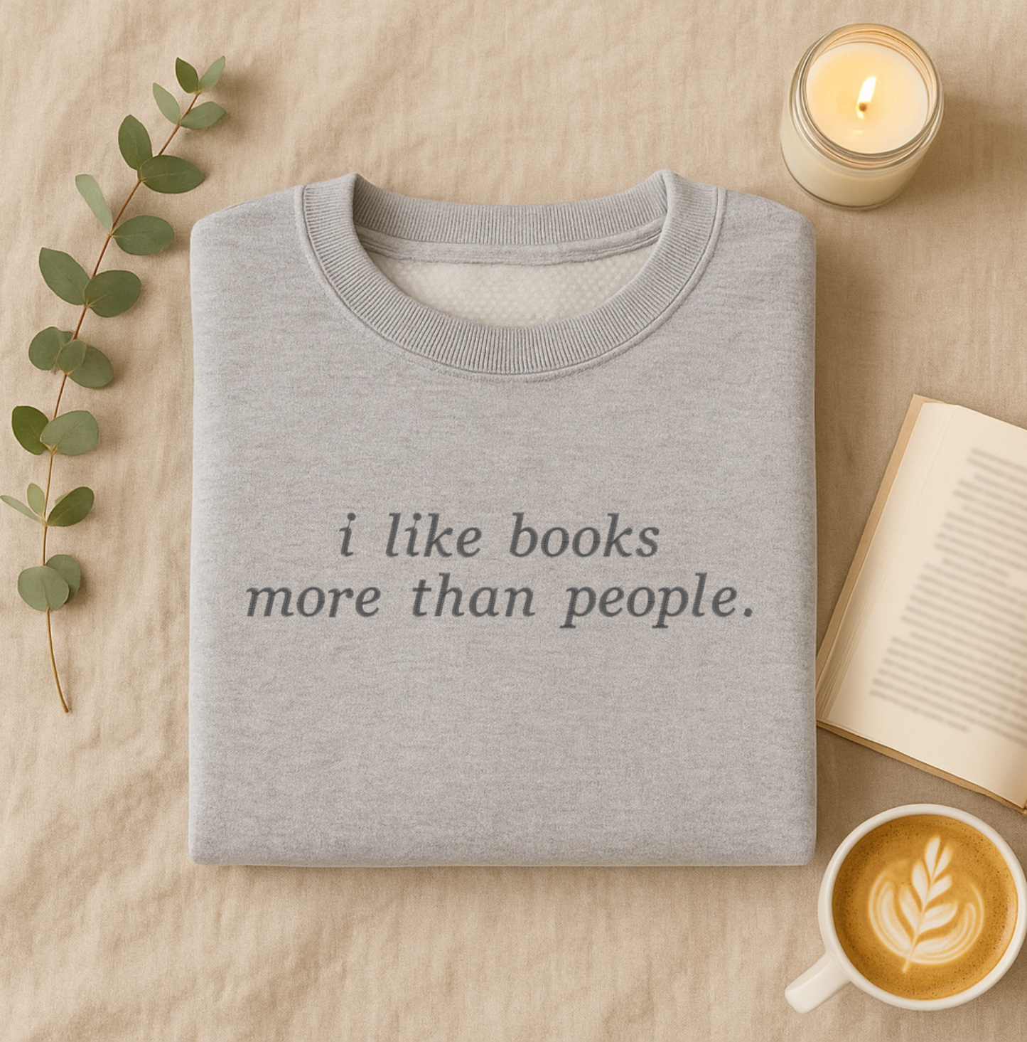 I Like Books Embroidered Sweatshirt and T- Shirt