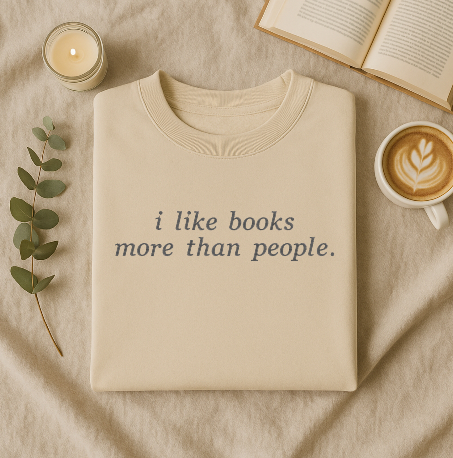 I Like Books Embroidered Sweatshirt and T- Shirt