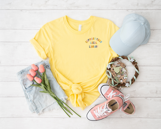 Support Your Local Library Embroidered T-Shirt