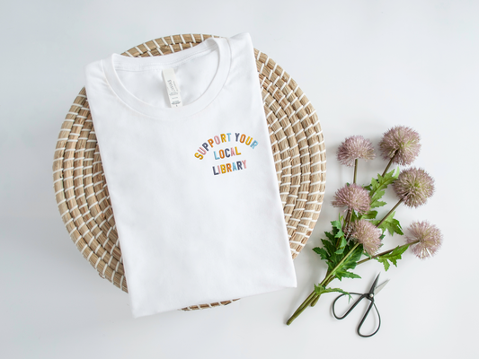 Support Your Local Library Embroidered T-Shirt